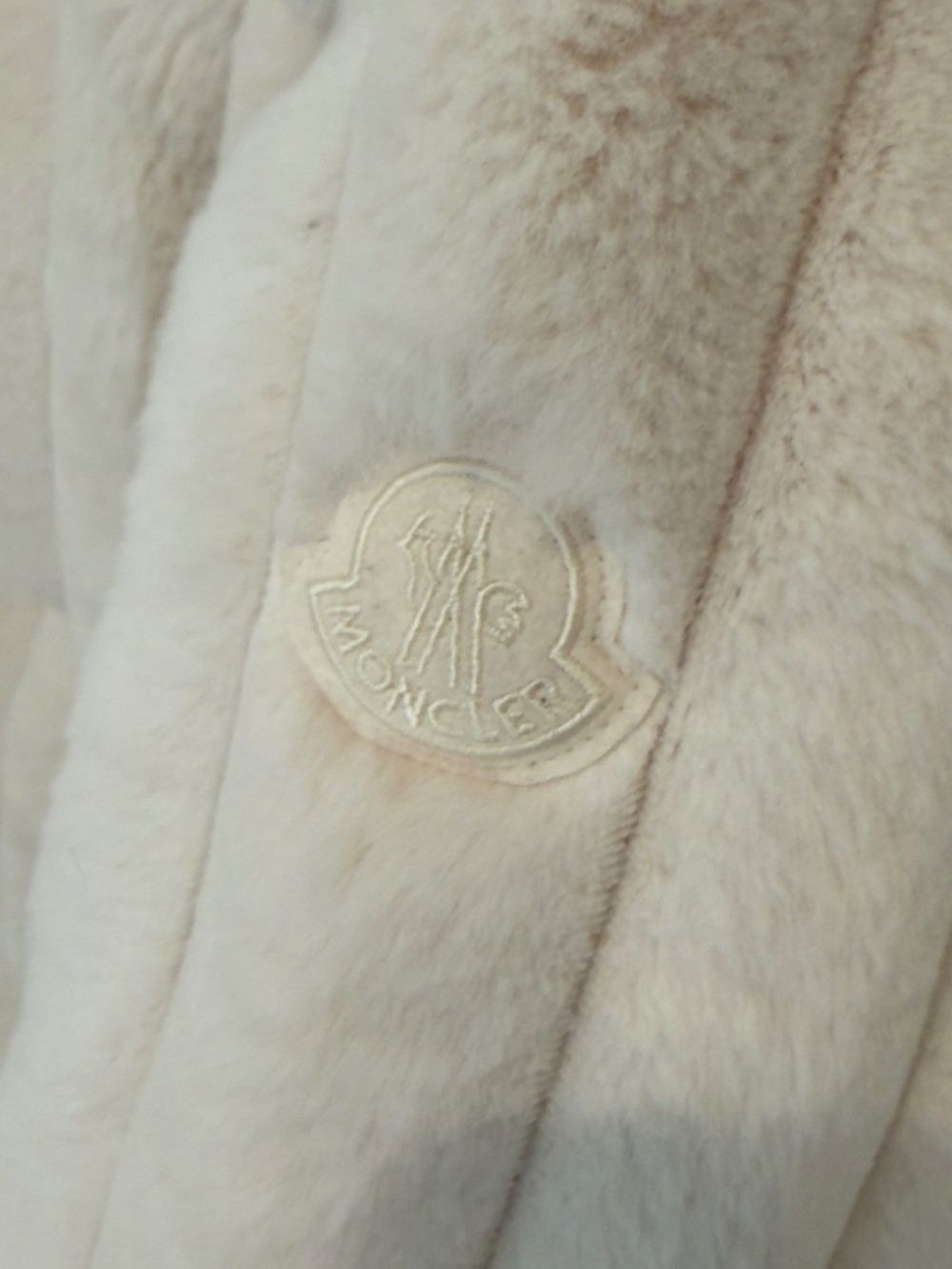 Moncler Cream Faux Fur Puffer Jacket Detachable Down Hood Size 0 - Picture 10 of 11